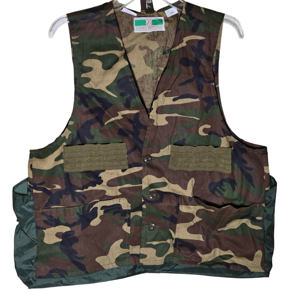 Vintage Hunting Camo Vest Mens Large 42/44 Classic Camouflage Utility Hunting